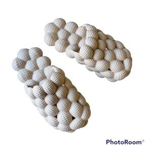 Bubble Ball Slides Creme Comfort Slip-on Shoes Slippers Cushioned Womens Size 8